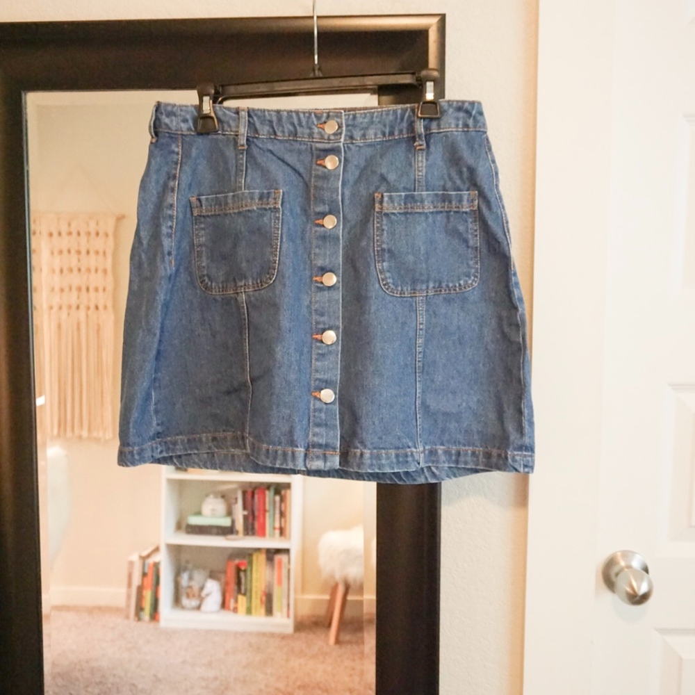 Denim Button Skirt